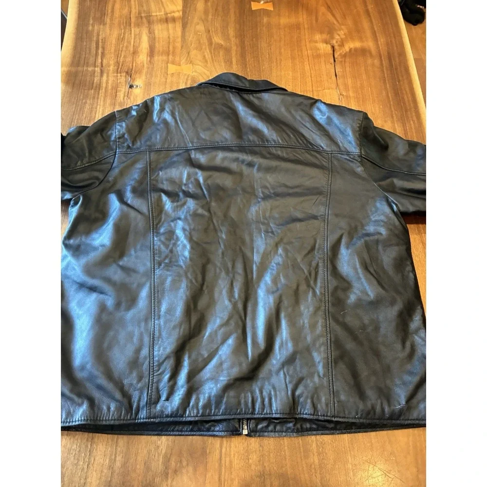 Vintage Wilsons Leather Bomber Biker Jacket Black Mens 2XL With Liner Wilson